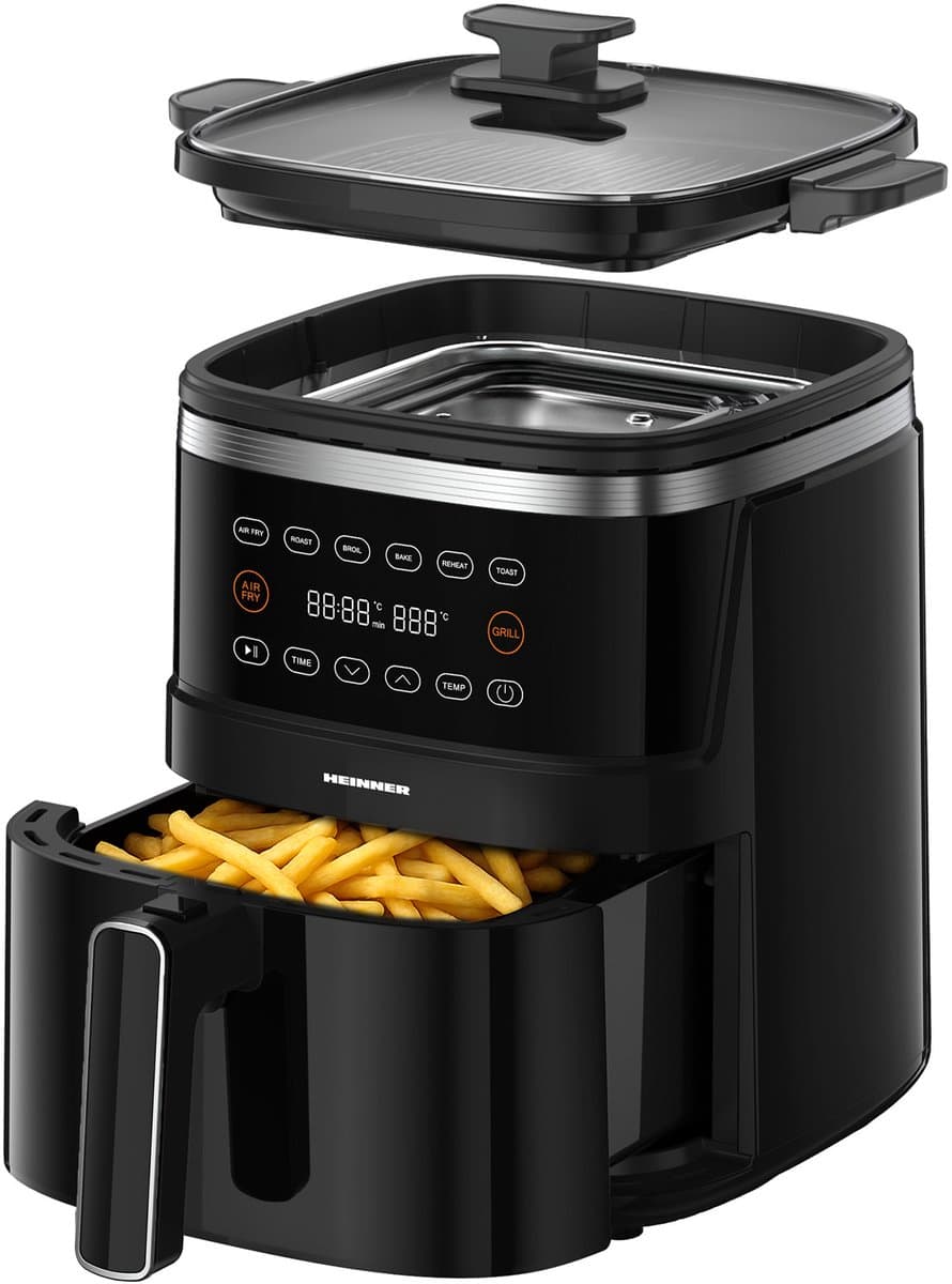 Heinner Airfryer 5L – 2600W Heteluchtfriteuse – Olievrij Frituren – Digitale Touchbediening – 6 Voorgeprogrammeerde Programma’s – Gezond & Vetarm Koken — afbeelding 1