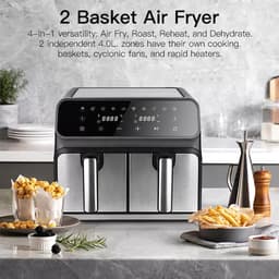 Royal Swiss® Dubbele Airfryer Heteluchtfriteuse 8L – 1700W – 8 Programma’s – Touchscreen – Gezond Koken met 80% Minder Vet — thumbnail 4