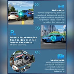 SNJY® Dashcam voor Auto - Auto Camera - Dashcam Voor en Achter - 4K - Zwart - 64 GB — thumbnail 3