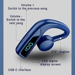 Open Ear Single Ear Bone Conduction - Bluetooth Headset met microfoon en oorhaken - Draadloze Bluetooth 5.3 Air Conduction Oordopjes voor training, hardlopen, sportschool — thumbnail 3