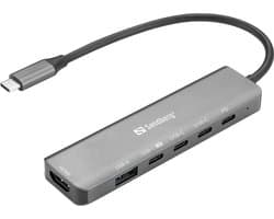 Sandberg 136-77 laptop dock & poortreplicator Bedraad USB 3.2 Gen 1 (3.1 Gen 1) Type-C Grijs