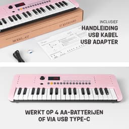 Áengus Keyboard Piano Keyboard Kind met 37 toetsen - Aanslaggevoelige Toetsen - USB-C MIDI - Roze - inclusief Stereo Koptelefoon — thumbnail 4