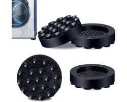 Verpakking van 4 schokdempers voor wasmachines met 19 krachtige zuignappen, antislipvoetjes voor wasmachine en droger, minder lawaai en voorkomen dat de wasmachine beweegt.