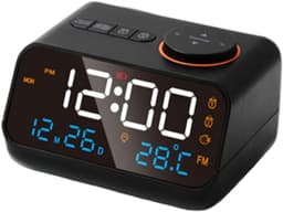 Klok met Temperatuur en Vochtigheid Sensor - FM Radio - Groot LED Display met Kalender - Ideaal voor Thuis - Zwart - Universeel Formaat - USB-1 stuk — thumbnail 1