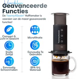 Twenty4seven® Koffie French Press - Draagbare Koffiemaker & Koffiemolen - Cafetiere Espresso - Koffiemaler Handmatig — thumbnail 2
