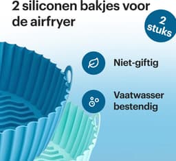 HipWare - Airfryer Siliconen mandje - Antiaanbaklaag - Vaatwasserbestendig - Rond - Cyaan/Blauw — thumbnail 2