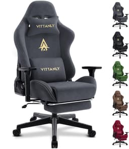 Gaming stoel - luxe imitatie suède Gamestoel- ergonomische bureaustoel met voetensteun - hoofdsteun en lendenkussen-3D armleuningen-90-155 graden rugleuning-Grijs — thumbnail 1
