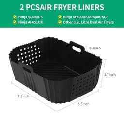 PromoHome 2-stuks Siliconen Airfryer Bakvormen Set - Hittebestendig tot 205°C - Geschikt voor Airfryers, Ovens en Magnetrons - Inclusief Antiaanbaklaag en Dubbele Handgrepen - Zwart — thumbnail 8