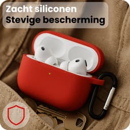 Hoes - Geschikt voor Apple Airpods Pro 3 - Siliconen Hoesje met Clip - Silicone Case Cover - Rood — thumbnail 4