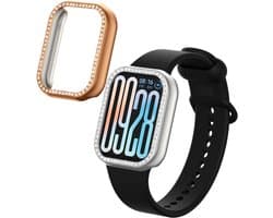 kwmobile 2x kunststof horloge rand bescherming geschikt voor Xiaomi Smart Band 9 Pro Beschermhoes - Glitter beschermhoesje zilver / roségoud