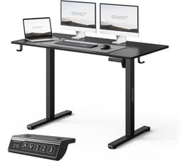 SENSE7 NOJO LIGHT - Zit Sta Bureau - 120 cm x 60 cm - Elektrisch bureau - Verstelbare bureau - Elektrische Hoogteverstelling - Hoogte 72-118 cm - Intelligent Bedieningspaneel - Zwart — thumbnail 1