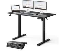SENSE7 NOJO LIGHT - Zit Sta Bureau - 120 cm x 60 cm - Elektrisch bureau - Verstelbare bureau - Elektrische Hoogteverstelling - Hoogte 72-118 cm - Intelligent Bedieningspaneel - Zwart