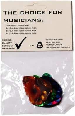 VG plectrum set 6 Celluloid plectrums - diktes thin 0.46 medium 0.71 en thick 0.96 mm — thumbnail 2