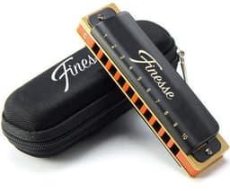 Finesse Premium Mondharmonica Pro – C Majeur – met Case - voor Volwassenen & Kinderen - Zwart — thumbnail 1