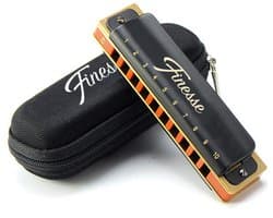 Finesse Premium Mondharmonica Pro – C Majeur – met Case - voor Volwassenen & Kinderen - Zwart
