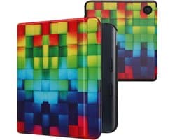 kwmobile e-reader hoesje geschikt voor Kobo Libra Colour hoes - E reader flip case met magnetische sluiting - Ereader cover - Regenboog Kusbussen design in meerkleurig / groen / blauw