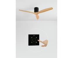 CREATE - Plafondventilator 40W silent 100% hout (Ø132cm) (ruimtes 10m²-25m²) - Zwart / Licht hout - Geen licht - Controller voor wandmontage + afstandsbediening - WIND CALM NATURAL WOOD — afbeelding 1