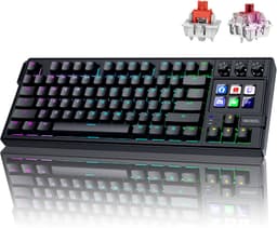 Mechanisch Toetsenbord met Shortcut keyboard van MMOBIEL - QWERTY Hot-Swappable RGB Keyboard met 6 Programmeerbare LCD Macrotoetsen & 3 Draaiknoppen voor Streamen, Videobewerking — thumbnail 1