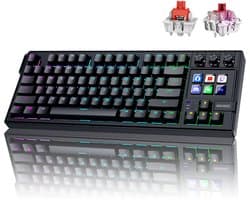 Mechanisch Toetsenbord met Shortcut keyboard van MMOBIEL - QWERTY Hot-Swappable RGB Keyboard met 6 Programmeerbare LCD Macrotoetsen & 3 Draaiknoppen voor Streamen, Videobewerking