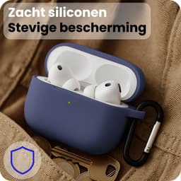 Hoesje - Geschikt voor Apple Airpods Pro 3 - Siliconen Hoes met Clip - Silicone Case Cover - Grijsblauw — thumbnail 4