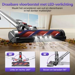 Elekiatech Steelstofzuiger - Steelstofzuiger Draadloos - 2600 mAh Accu - 50 Minuten - 1,3 L Stofbak - voor Tapijten en Harde Vloere — thumbnail 5