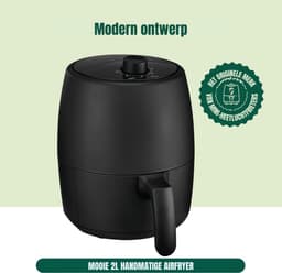 MMP® Mini airfryer - Airfryer - Airfryer klein - Zwart - 22cm x 28cm x 27cm — thumbnail 6