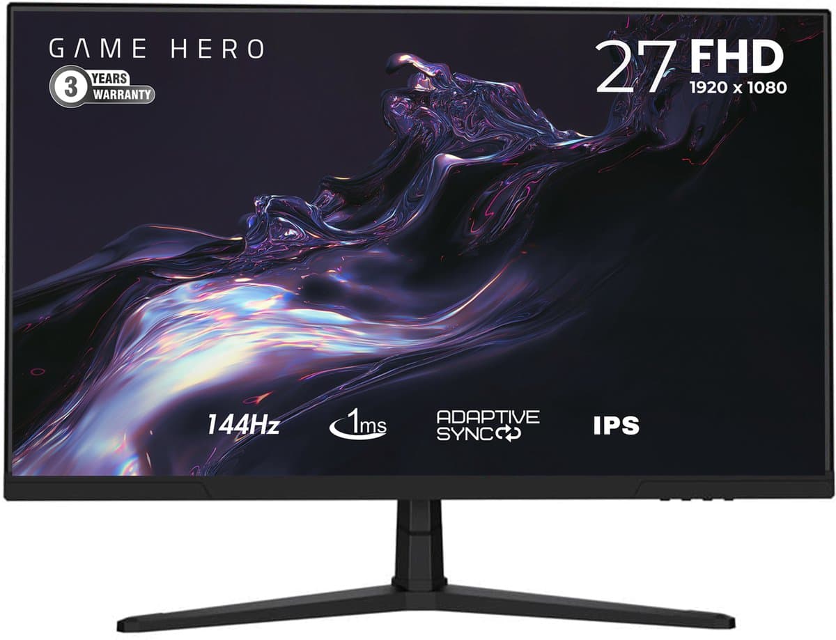 GAME HERO® 27 inch FHD Gaming Monitor - 144Hz -1ms - IPS — afbeelding 1