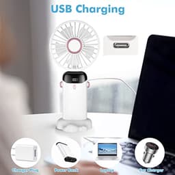 Draagbare Oplaadbare Mini-Ventilator met 5 Snelheden - USB Tafelventilator voor Thuis en Reizen — thumbnail 4