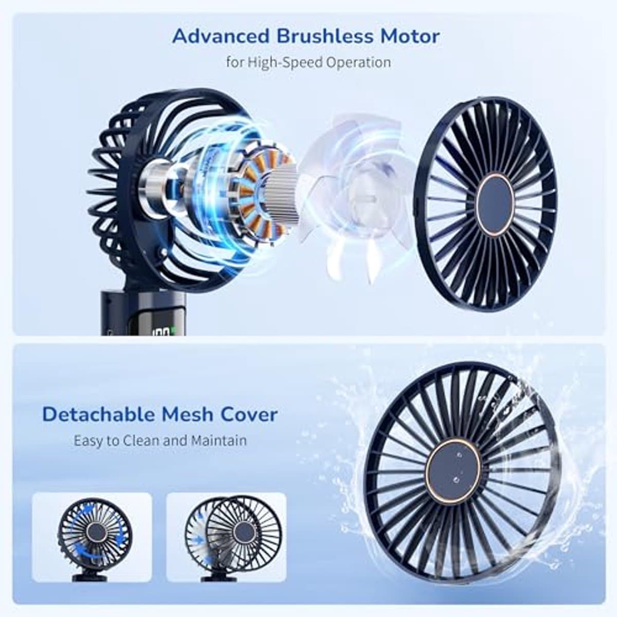 Draagbare Miniventilator met Oplaadbare 5200 mAh Batterij en 6 Snelheidsniveaus - Opvouwbare USB-Ventilator voor Thuis, Kantoor en Buiten — afbeelding 1