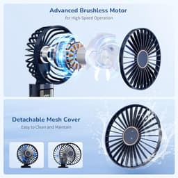 Draagbare Miniventilator met Oplaadbare 5200 mAh Batterij en 6 Snelheidsniveaus - Opvouwbare USB-Ventilator voor Thuis, Kantoor en Buiten — thumbnail 1