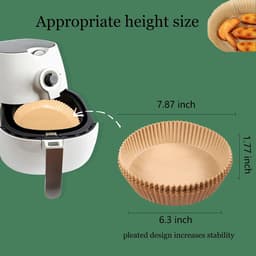 100 Stuks Air Fryer Wegwerp Papieren Liners Non-stick Airfryer Liners Koken Papier Natuurlijk Perkamentpapier voor Friteuse Stoomboot Magnetron — thumbnail 4