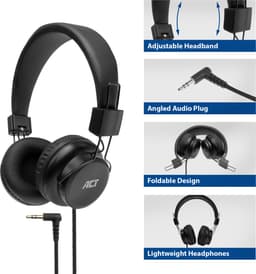 ACT Koptelefoon met draad 1,5m | Opvouwbare hoofdtelefoon met kabel | 3,5mm audiokabel | AC9300 — thumbnail 3