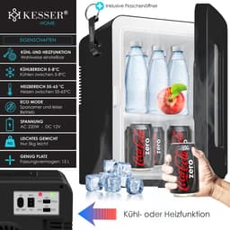 KESSER® K-MKS-2076 - Mini-koelkast - 15 Liter - AC DC 220-240V en 12V - Verwarmingsfunctie - Zwart — thumbnail 12