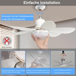 Plafondventilator met lamp - Ventilatorlamp - Comfort in huis - Instelbare lichtkleur - 52CM - Wit — thumbnail 1