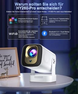 Mini Beamer 4K Ondersteuning – WiFi 6 – Bluetooth 5.4 – Autofocus – Full HD 1080p – Draaibaar 270° — thumbnail 4