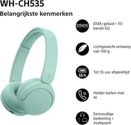 SONY WH-CH535 - Draadloze On-ear Koptelefoon - Groen — thumbnail 4