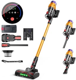 Handstofzuiger – Draadloze stofzuiger voor thuis – 6-in-1 functionaliteit – Met wandlaadstation – Hoog vermogen – Stofzuig- en dweilfunctie – 550W – Goud — thumbnail 5