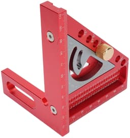 3D multi-hoek meetliniaal aluminium geanodiseerde timmerman voor nauwkeurige houtbewerking, markeren en meten voor ingenieurs, decorateurs en timmerlieden (Rood en grijs) — thumbnail 4
