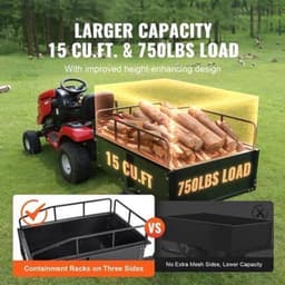 Tuinaanhangwagen - Utility Trailer - Dumpkar - Zwaar Uitgevoerd - met Afneembare Zijkanten - voor Rijden - Grasmaaier - Tractor - Ijzer - 200 x 76 x 76 cm - Zwart — thumbnail 1