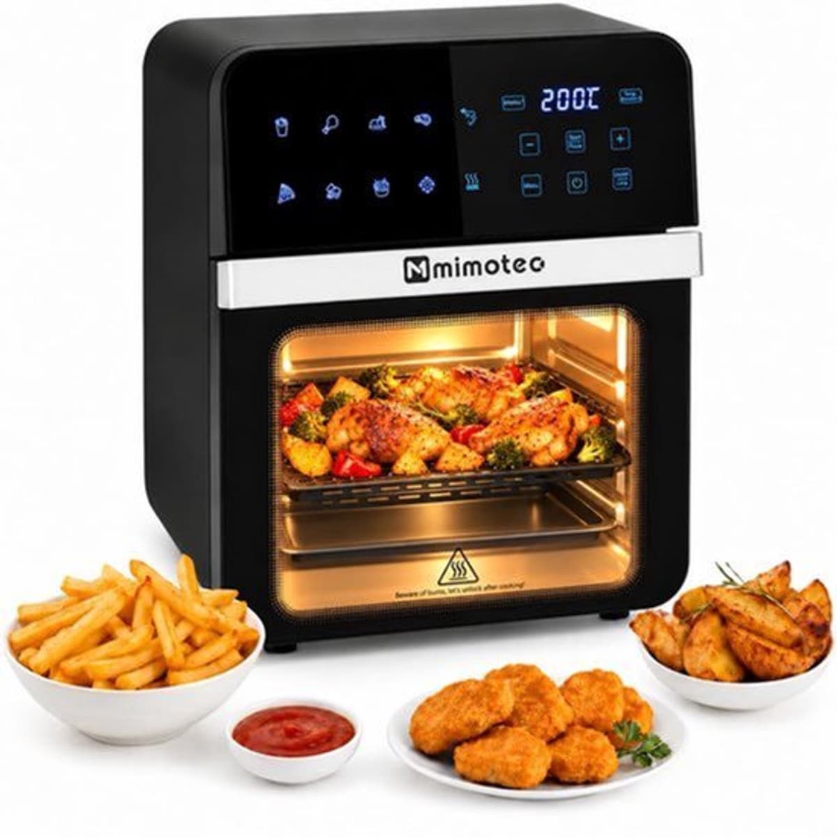 Vera Touch Luchtfriteuse, 10 l, olievrij, 1800 W, 10 digitale programma's, touchscreen, grillfunctie, instelbare timer, 2 standen, temperatuur 80-200 °C, gezond koken — afbeelding 1