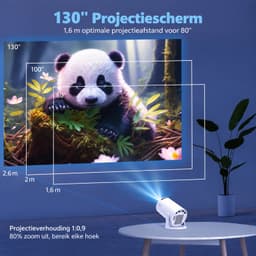 Rolu Mini Beamer – Mini Beamer 8K – Mini Projector – Android 14 – WiFi 6 - Bluetooth 5.4 - 290 ANSI - 180° Draaibaar — thumbnail 3