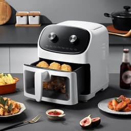 Oven met heteluchtfriteusefunctie - Oven met zichtfunctie - Gezond bereiden - Kijkvenster van glas - Inhoud van 4 liter - Multicolor — thumbnail 2