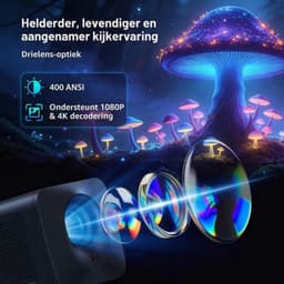 Mini Beamer Enige Uitvoering - 400 ANSI Lumen - 1280 x 720 Resolutie - LED - Draagbaar - Thuisbioscoop Projector — thumbnail 5