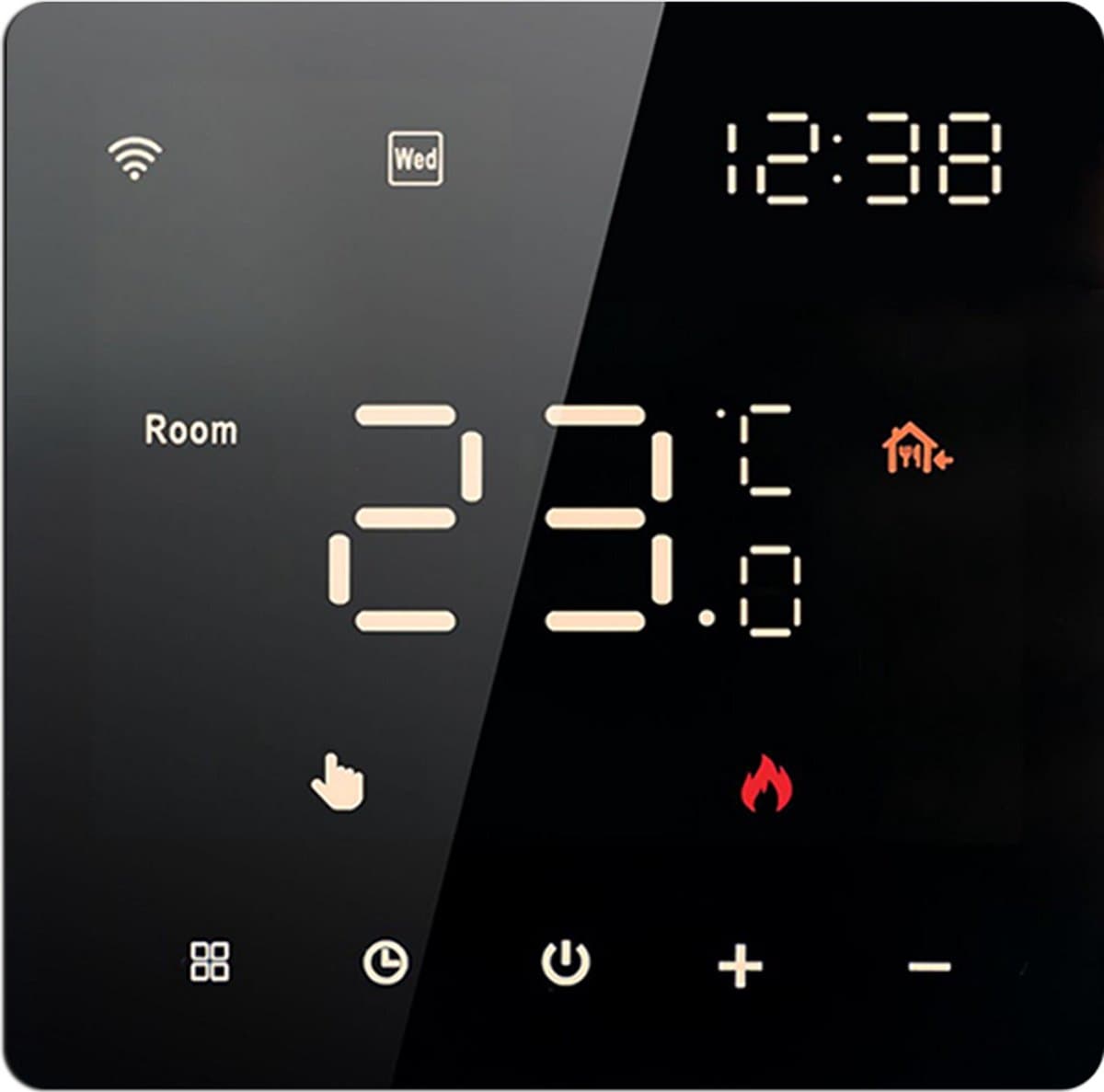 Wi-Fi kamerthermostaat – Tuya Smart elektrische verwarmingsfolie - Slimme thermostaat - Digitale LED-controller – Vloerverwarmingsthermostaat - Touchscreenbediening – Smart Living - 16A - Zwart — afbeelding 1