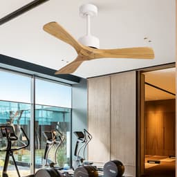 Moderne 42-inch plafondventilator zonder lamp - Afstandsbediening - Stille omkeerbare DC-motor - 6-snelheden omkeerbare ventilatorinstellingen - Drie propellerbladen van massief natuurhout - Modern design — thumbnail 4
