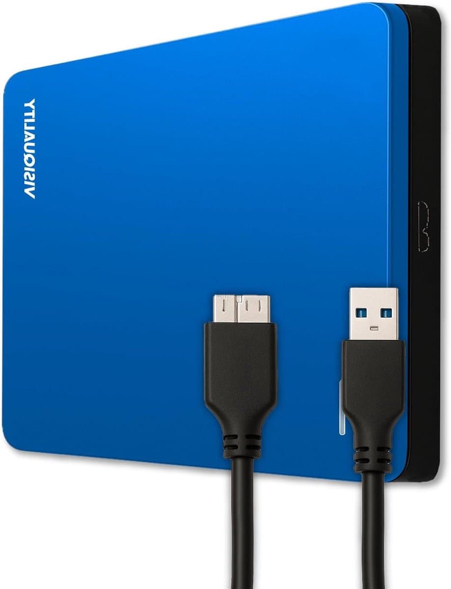 Externe Harde Schijf - Opslagapparaat - Bestanden Opslaan - Schokbestendige Aluminium Behuizing - 1TB Capaciteit - Modern Blauw — afbeelding 1