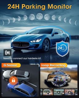 Dashcam voor auto - Zwart - 10 inch - IPS Touchscreen Spiegel met 64GB SD-kaart en Achteruitrijcamera - Met Nachtzicht en Parkeerhulp — thumbnail 5