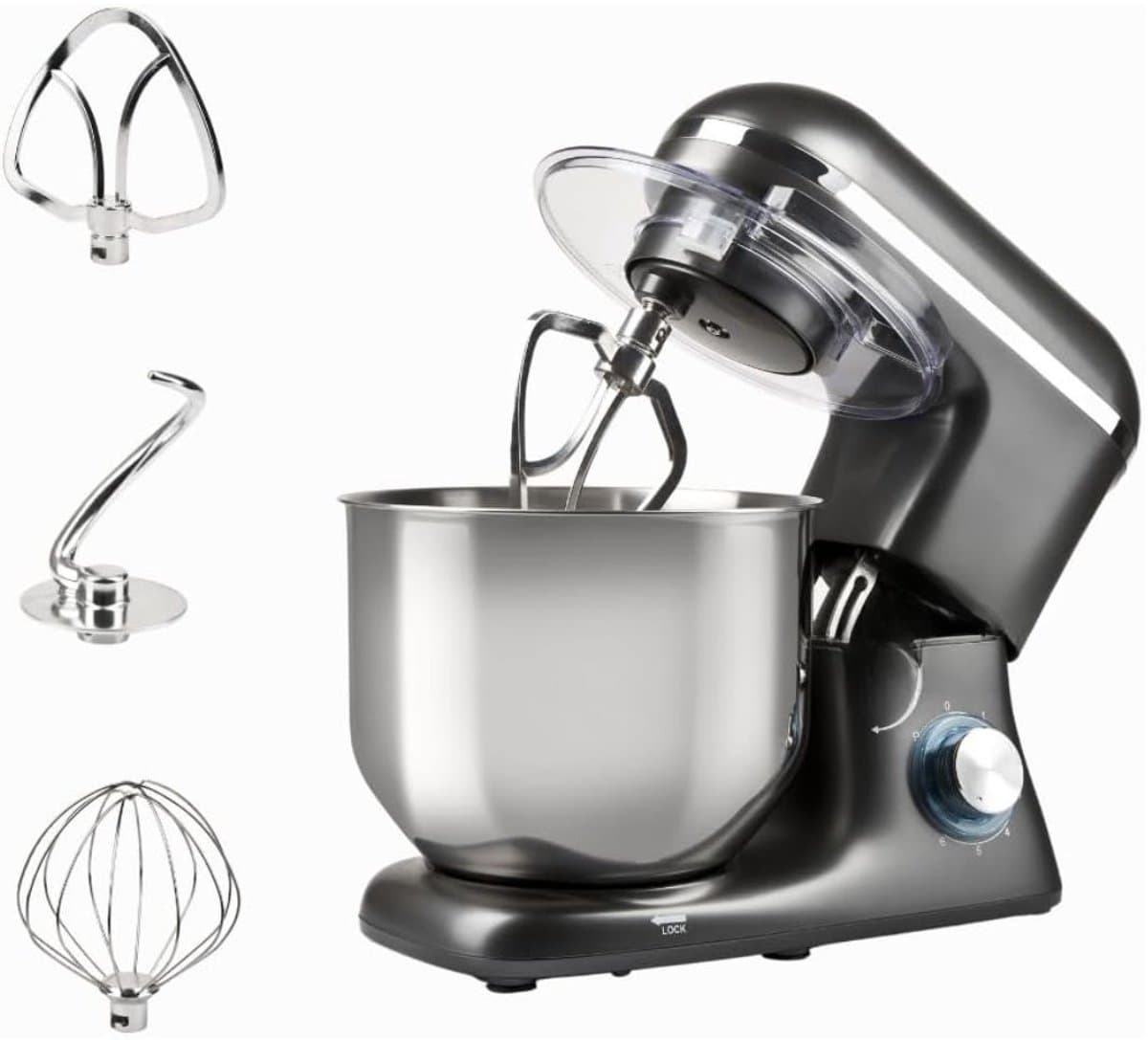 NIVA® Deegmachine - Mixer met Kneedhaak - Kneedmachine - Grijs - 34cm x 25cm x 38cm — afbeelding 1