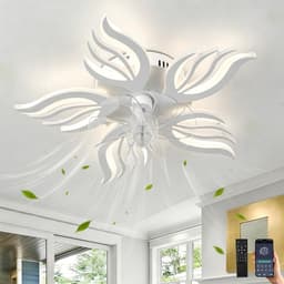Plafondventilator met LED Verlichting – Dimbaar – 6 Snelheden – Afstandsbediening & App – Timer – Geheugenfunctie – Fluisterstil – Wit — thumbnail 2
