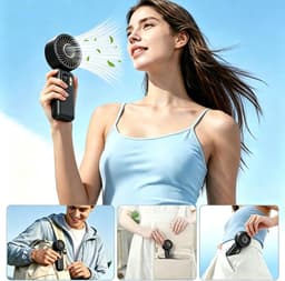 Draagbare handventilator - Mini USB fan - Persoonlijke verkoeling - 100 snelheden - 4000 mAh batterij - Zwart — thumbnail 5